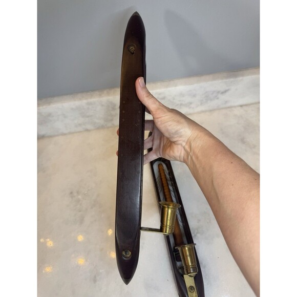 Vintage Draper Tru-Mold Wood Industrial Weaving Shuttle Candle Sconce Set - Picture 6 of 11